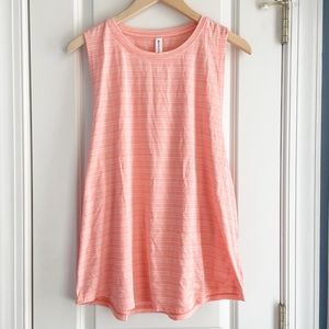 Athleta Cloudlight Striped Muscle Tank Orange White Size XL